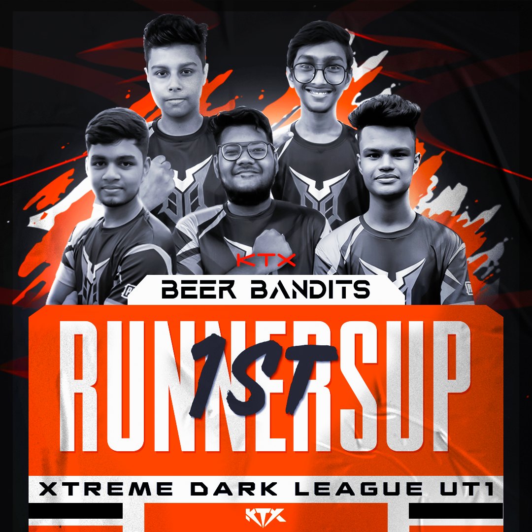 EKryptonix's tweet photo. Congratulations to our PUBGM lineup KTX | Beer Bandits for securing the 1st RunnersUp position in Xtreme Dark League UT1  .We hope to see more performances like this from them. https://t.co/VdLBY7FKx1