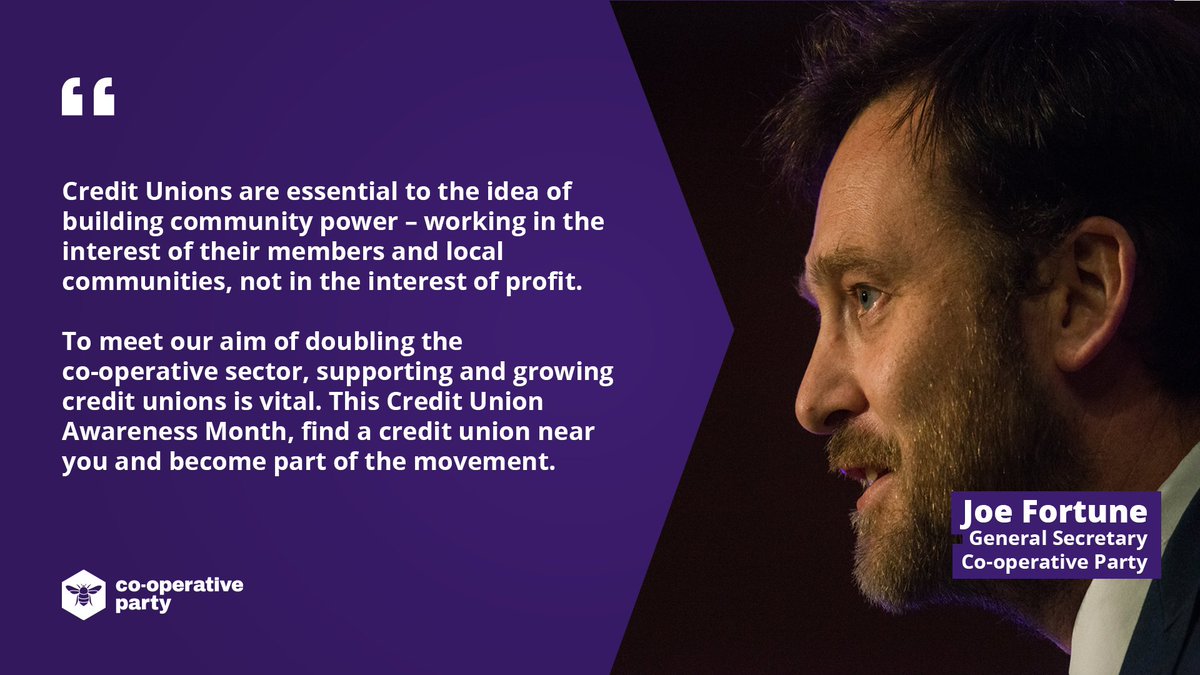 CoopParty's tweet photo. With October marking #CreditUnionAwareness month, our General Secretary @FortuneJF highlights and reiterates the importance of Credit Unions to building community power – working in the interest of people, not profit 🐝

Find your credit union 👉 https://t.co/z7aAjVHh6K https://t.co/Q6RxtSfbFu