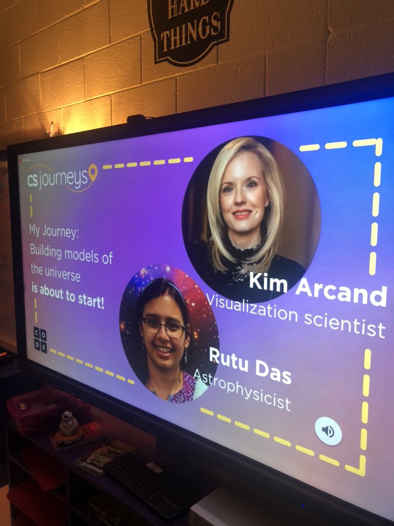 TanChee23's tweet photo. Building Models of the Universe: CS Journey Chat with Kim Arcand &amp; Rutu Das “Dreaming is good…and can change” “Be willing to learn new things” “Coding was a key that unlocked my universe” “It’s okay to fail” @codeorg @CSforAllTchrs @CS4GA @ShilohPointES https://t.co/GjBBylqihA