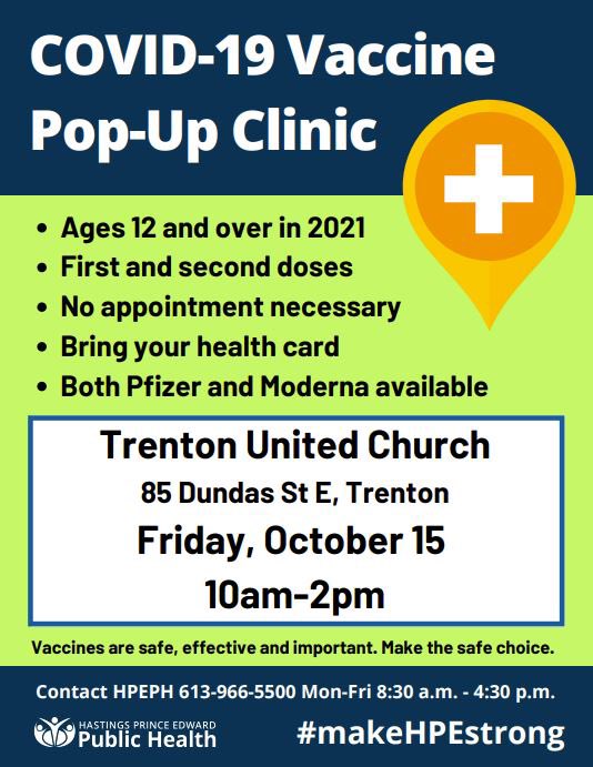 We are so pleased to work with <a href="/HPEPublicHealth/">SEPH - HPE Public Health</a> and offer a venue for a pop-up vaccine clinic on FRIDAY OCT 15 - 10am to 2pm.  Please share with family and friends.