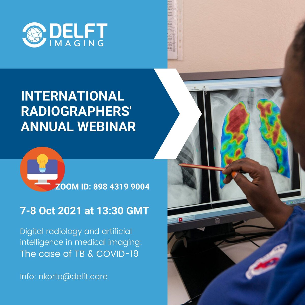 DelftImaging's tweet photo. It's tomorrow! This program elaborates on digital radiology and Artificial Intelligence (AI) in medical imaging, as it affects #tuberculosis and #COVID-19. Register now on https://t.co/nSWyeJl4PS
#delftimaging #ehealth #digitalhealth #mhealth #healthcare #AI https://t.co/LtwSu6WzzM