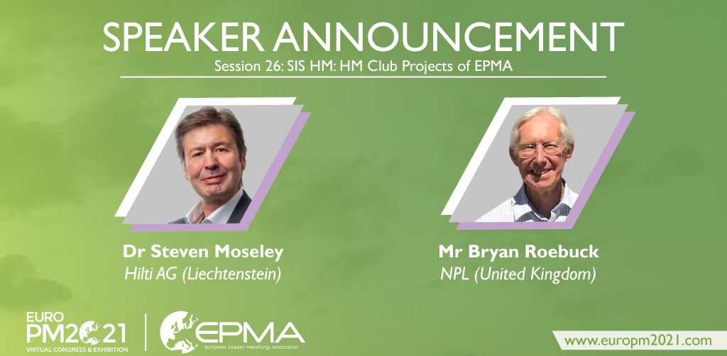 #EuroPM2021 Virtual Congress Special Interest Seminars Speakers Announced! 
Dr Steven Moseley from Hilti AG
Mr Bryan Roebuck from NPL
Register to join the essential #PowderMetallurgy Congress today!
www5.shocklogic.com/scripts/jmeven…