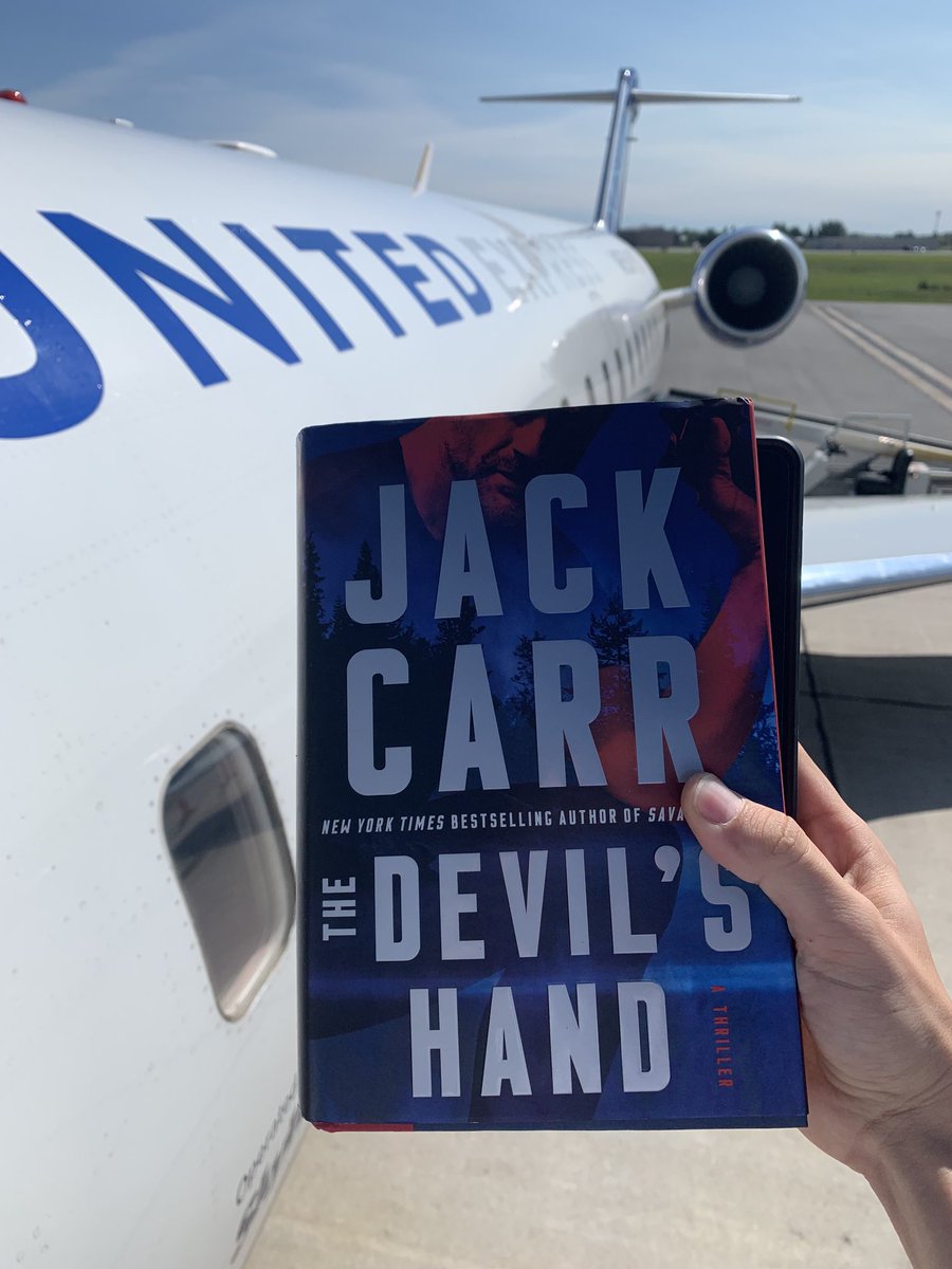 My son stayed busy between flights with the latest from ⁦@JackCarrUSA⁩  #thriller ⁦@AtriaMysteryBus⁩ #thrillerwriter