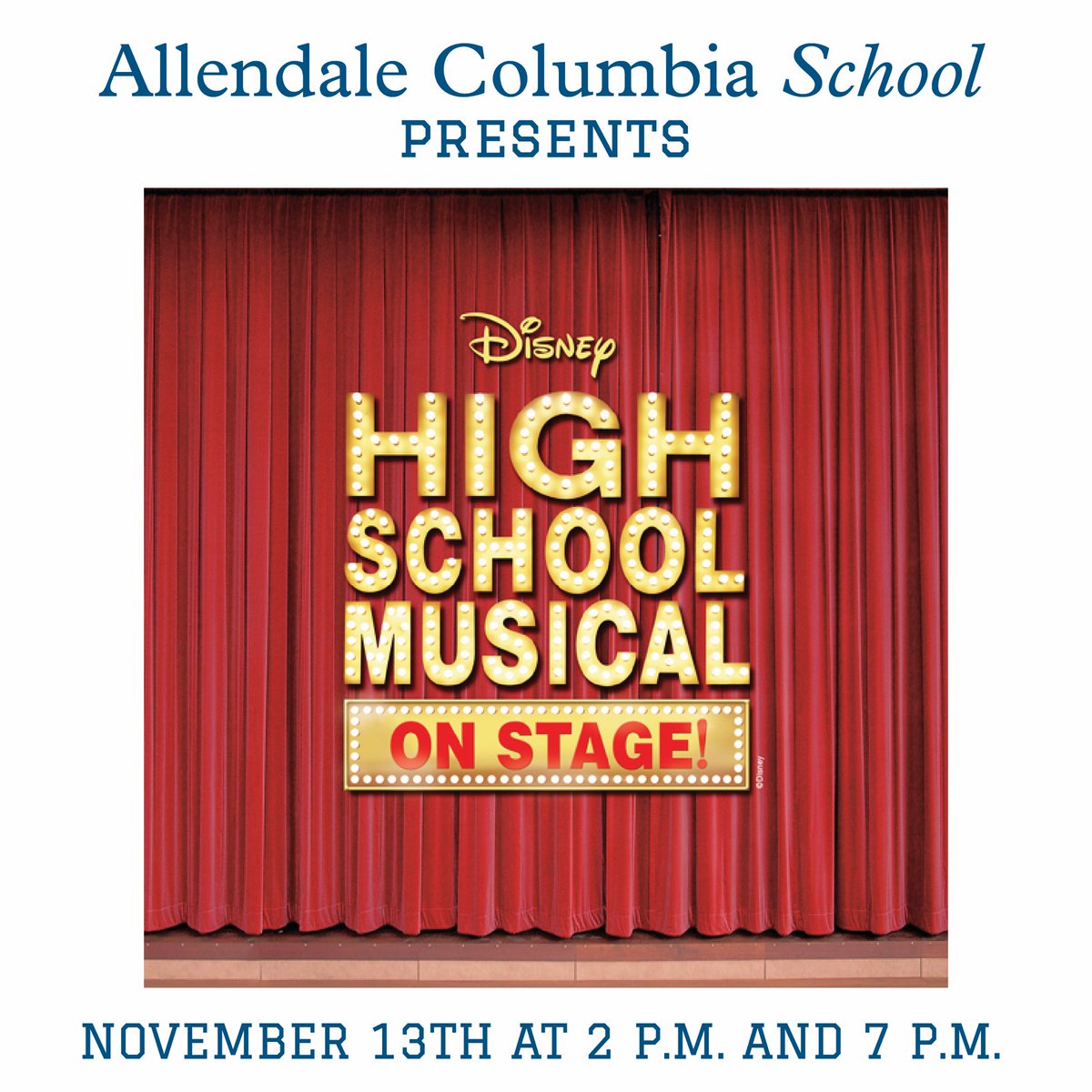 Allendale Columbia School proudly presents High School Musical on Stage! Join us in-person on November 13th to watch a childhood classic that everyone loves. Stay tuned for behind-the-scenes and a cast list that you won’t want to miss!