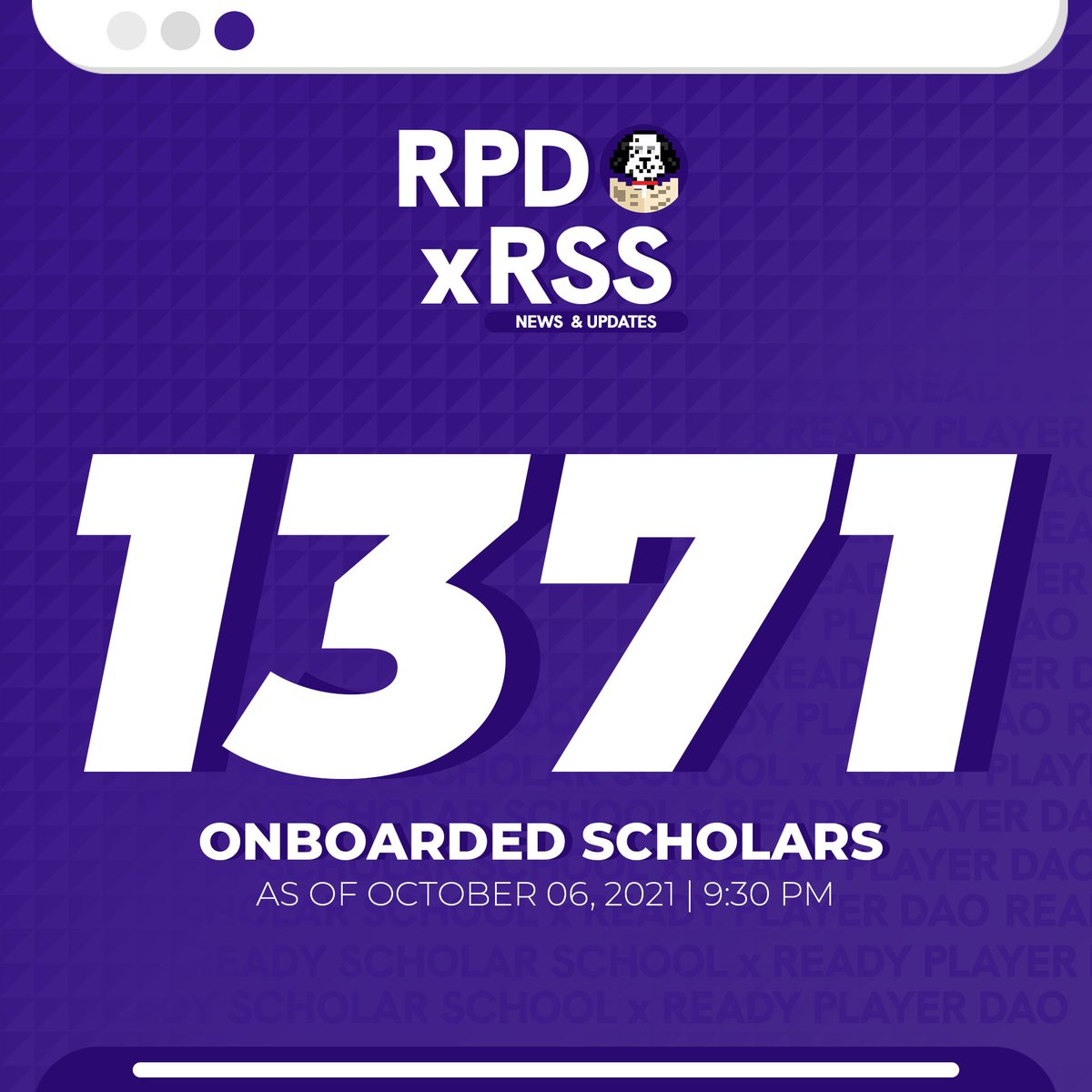 xitianpogi's tweet photo. RSSxRPD SCHOLAR COUNT!

Wait. What? Wow!

@realcabreraRSS 
@ReadyPlayerDAO 
@ReadyScholar 

Layout by: @donlycharles 

#wen2K https://t.co/98MIqtLvex