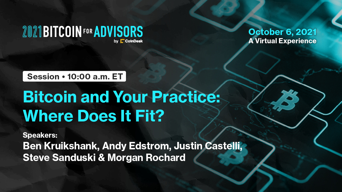 CoinDesk's tweet photo. COMING UP: What questions should you ask yourself and your clients as you determine if and how to incorporate bitcoin into your practice?

@edstromandrew, @stevesanduski and others discuss at #BitcoinForAdvisors.

Watch: https://t.co/YLNLZ8XXrX https://t.co/eulVMB60wy