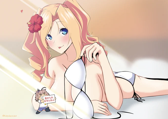 「水着ホノルルまた来年」
僕の誕生日くらいギリギリを攻めるくらいしても許されるのではないか?という一枚
ホノルルの水着グラが終わって悲し…浴衣グラいいじゃないの!!!(手のひらグルグルグル
#艦これ #艦隊これくしょん #ホノルル 