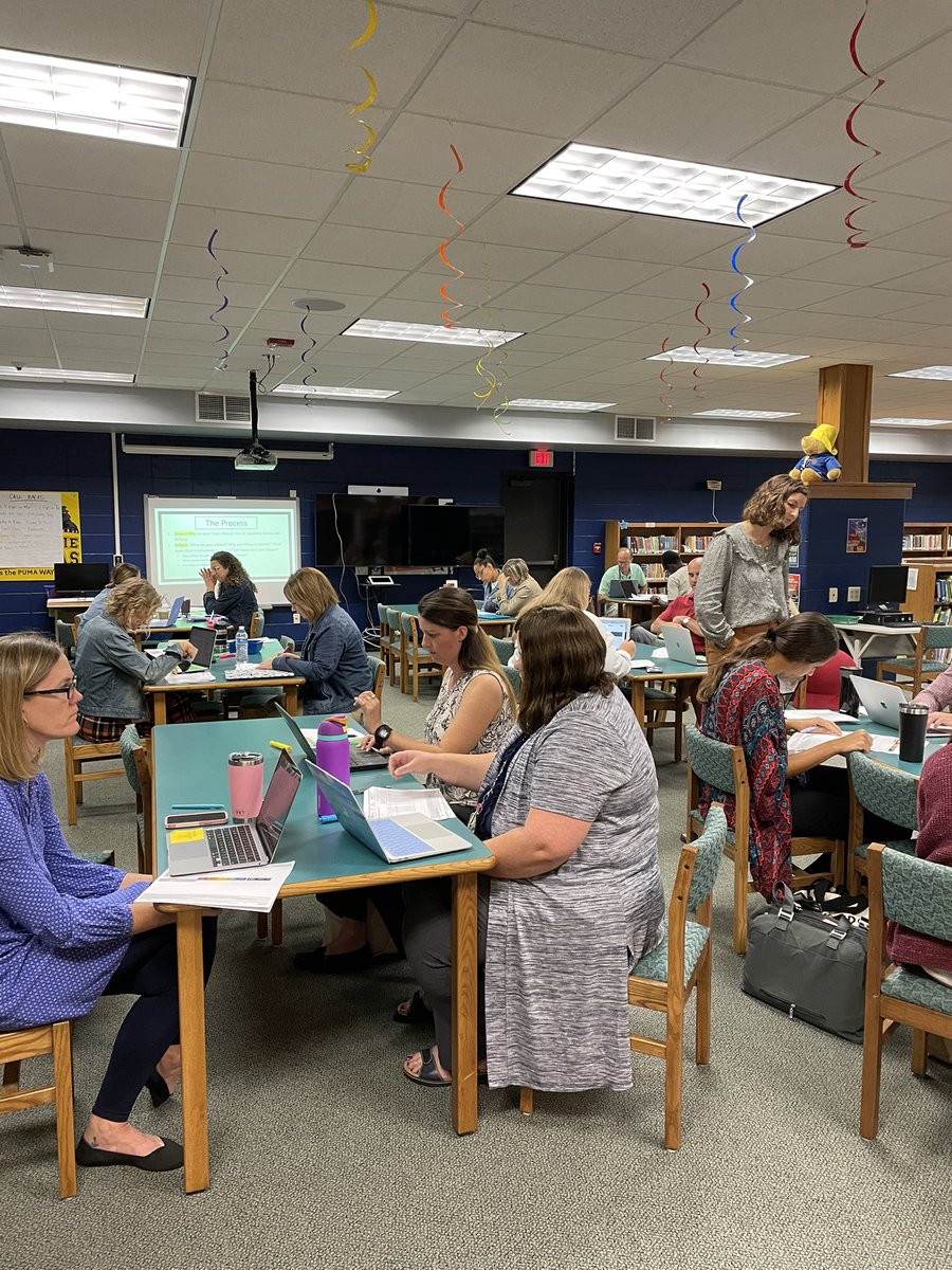 MichelleTranchi's tweet photo. Today our Prairie team dug into data to determine our subgroup and plan how to wrap our arms around these kiddos. @PrairiePumas #findyourjoy https://t.co/v7av3OU8Fh