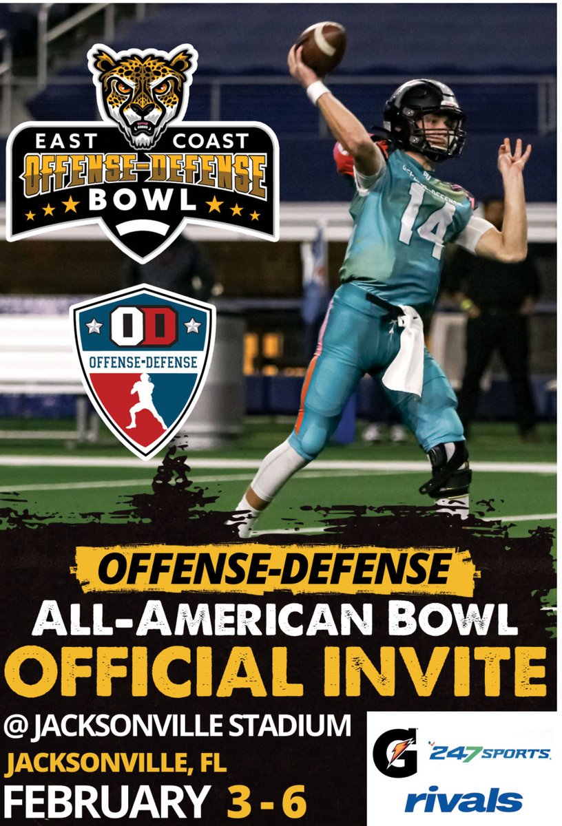CJMacias50's tweet photo. Proud to receive an invitation to my third @ODFBall Offense-Defense All American Bowl!  I really enjoyed participating in the last two - what an awesome experience! https://t.co/Jx5SMF0bRI