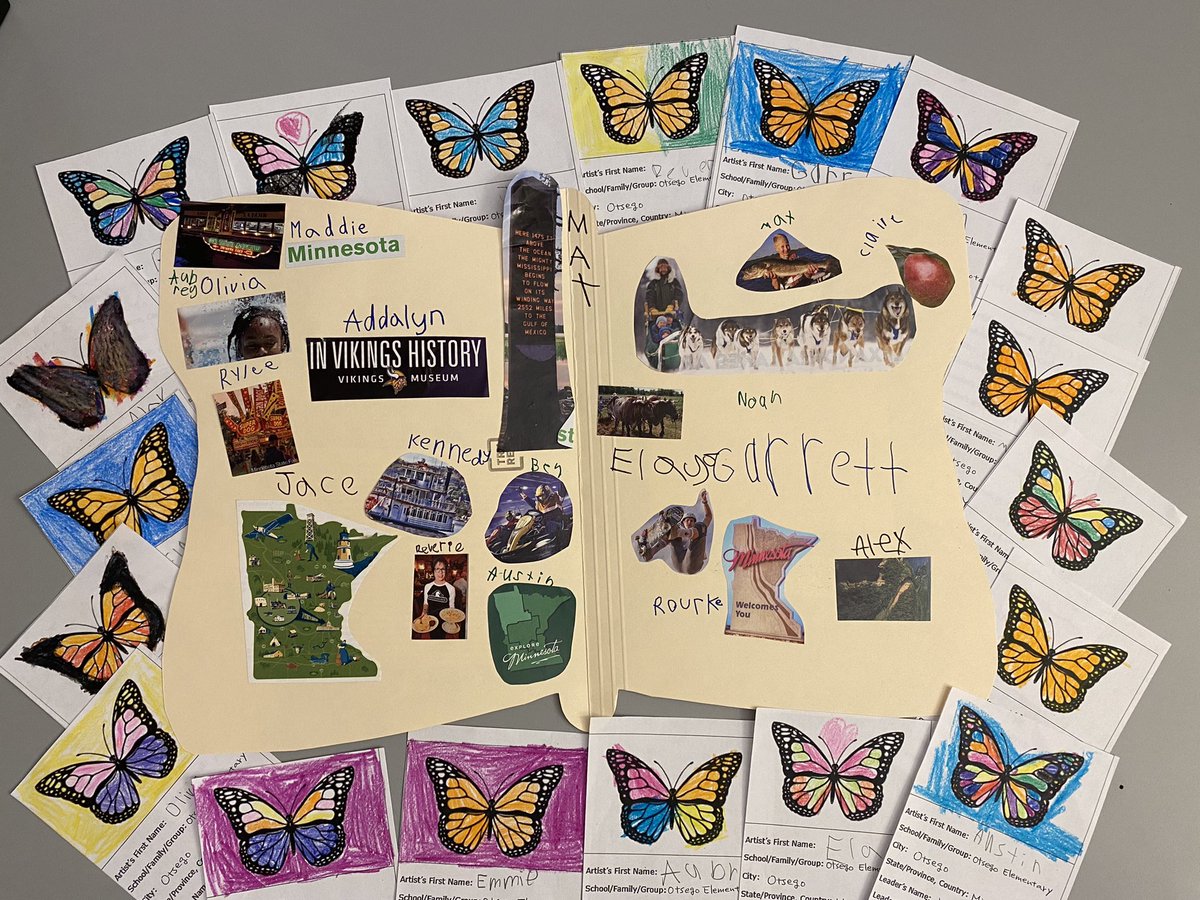 yolarson's tweet photo. Otsego 1st grade Send Monarch to Mexico Migration project!  We made butterflies and they are on the way to Mexico and it will return in Spring! @OtsegoElemMN https://t.co/A6orfxiRfY