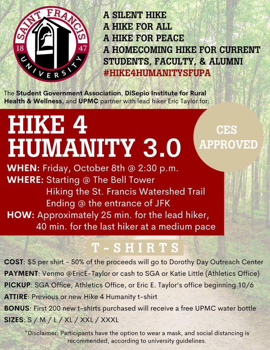 Join us this Friday for the H4H 3.0! Would love to have YOU!
#hike4humanitySFUPA
