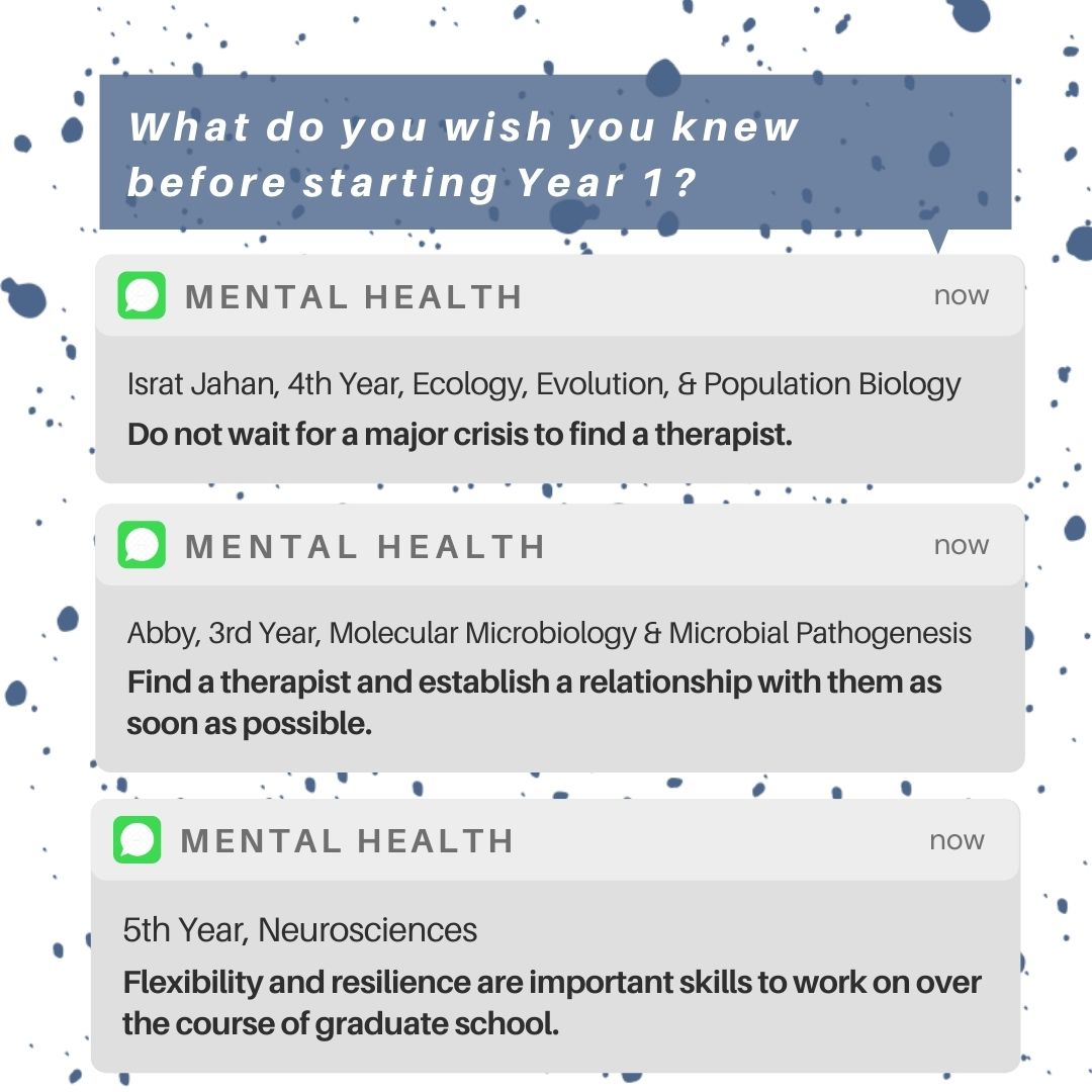 DBBSSAC's tweet photo. Day 3 of our #FirstYearAdvice series and arguably the most important theme - #MentalHealth 🧠. Your physical and mental wellbeing should be your number one priority in grad school. SAC has a quick-access guide regarding mental health services: https://t.co/yRnT0sztY0 https://t.co/ibRmK1tZrz