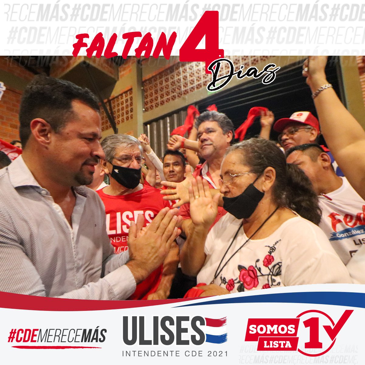 UliQuintana's tweet photo. 📌 Estamos a sólo 4 días para la gran victoria en nuestra querida #CDE! 💪🏻
#SomosLista1 🚩
#UlisesIntendente
#CDEMereceMás https://t.co/8IAPb9Yzwk