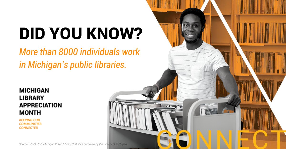 MLAoffice's tweet photo. We love library staff, all 8,000+ public library workers and all the awesome individuals that work in academic, school, and special libraries! Take some time this month to show your local library staff how much you appreciate them. #MILibraryMonth #LoveMILibraries https://t.co/UMjn0Y8JiQ