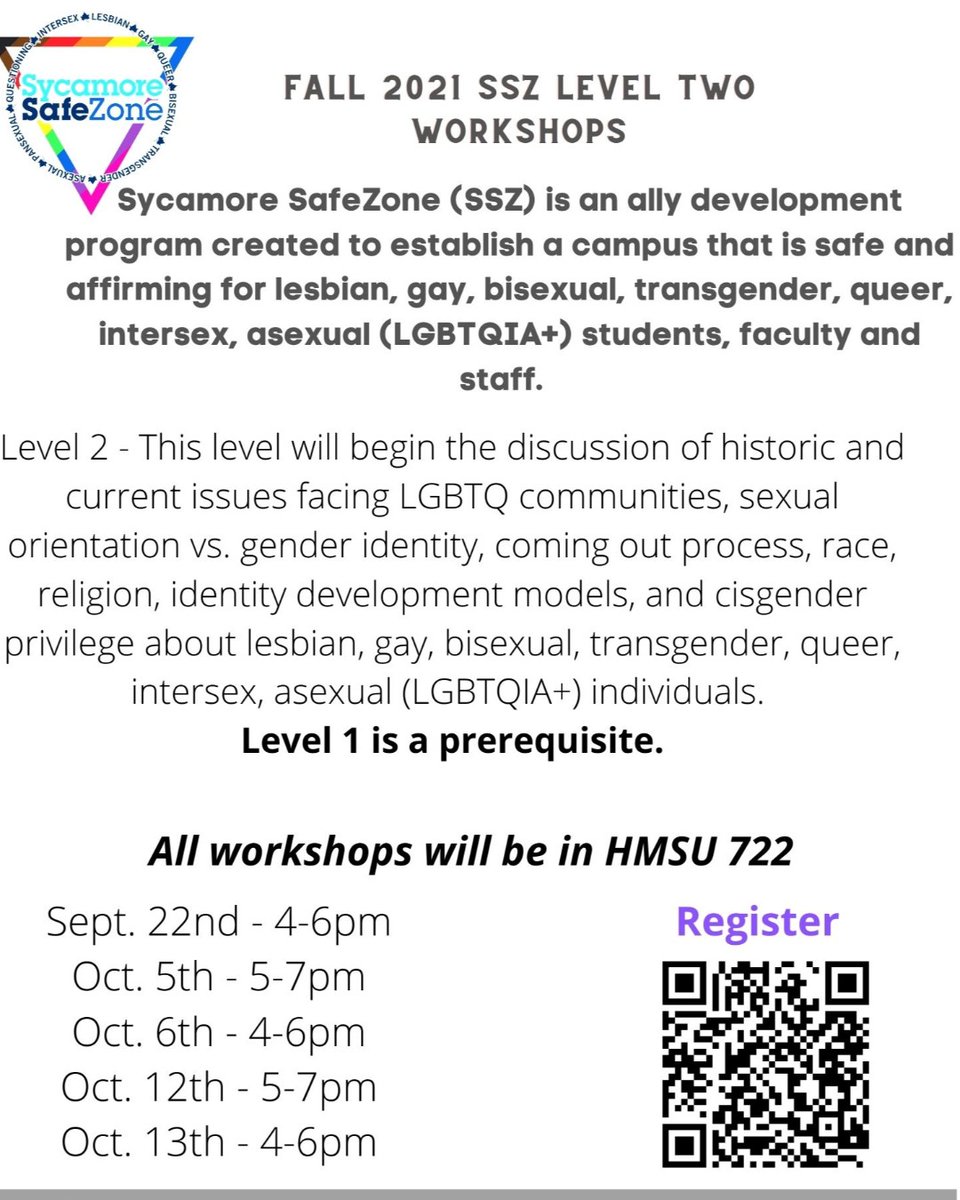 MSPPrograms's tweet image. Take The Next Step To Becoming A Member of the SafeZone Community. 
Level Two WorkShop oct. 6th 4pm-6pm HMSU room 722