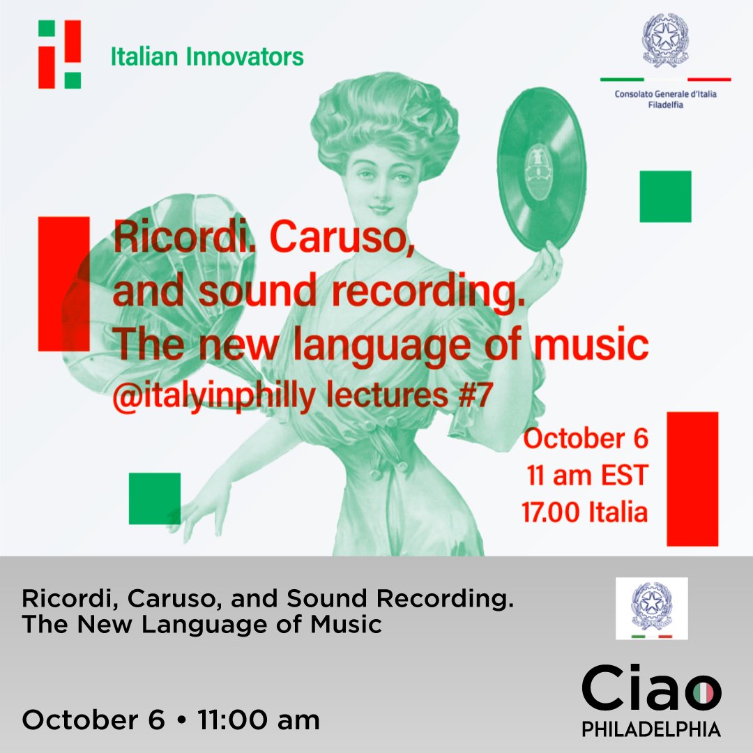 We invite you to join us for Ricordi, Caruso, and Sound Recording. The New Language of Music on Wednesday, October 6 at 11:00 am, click the link below to register! ecs.page.link/r2QHW
