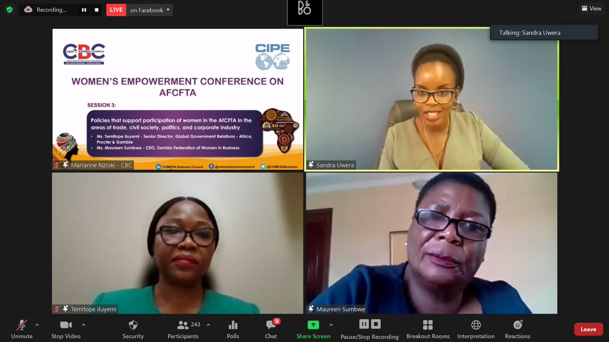 COMESABusinessCouncil (@comesabusiness) on Twitter photo Temitope Iluyemi of <a href="/ProcterGamble/">Procter & Gamble</a> + Maureen Sumbwe of #ZAFWIB share on the policies that support participation of #womenintrade within the #AfCFTA.
Harmonization of standards + capacity building + local sourcing of inputs is key for strengthened value chains.
#AfCFTA4Women Temitope Iluyemi of <a href="/ProcterGamble/">Procter & Gamble</a> + Maureen Sumbwe of #ZAFWIB share on the policies that support participation of #womenintrade within the #AfCFTA.
Harmonization of standards + capacity building + local sourcing of inputs is key for strengthened value chains.
#AfCFTA4Women
