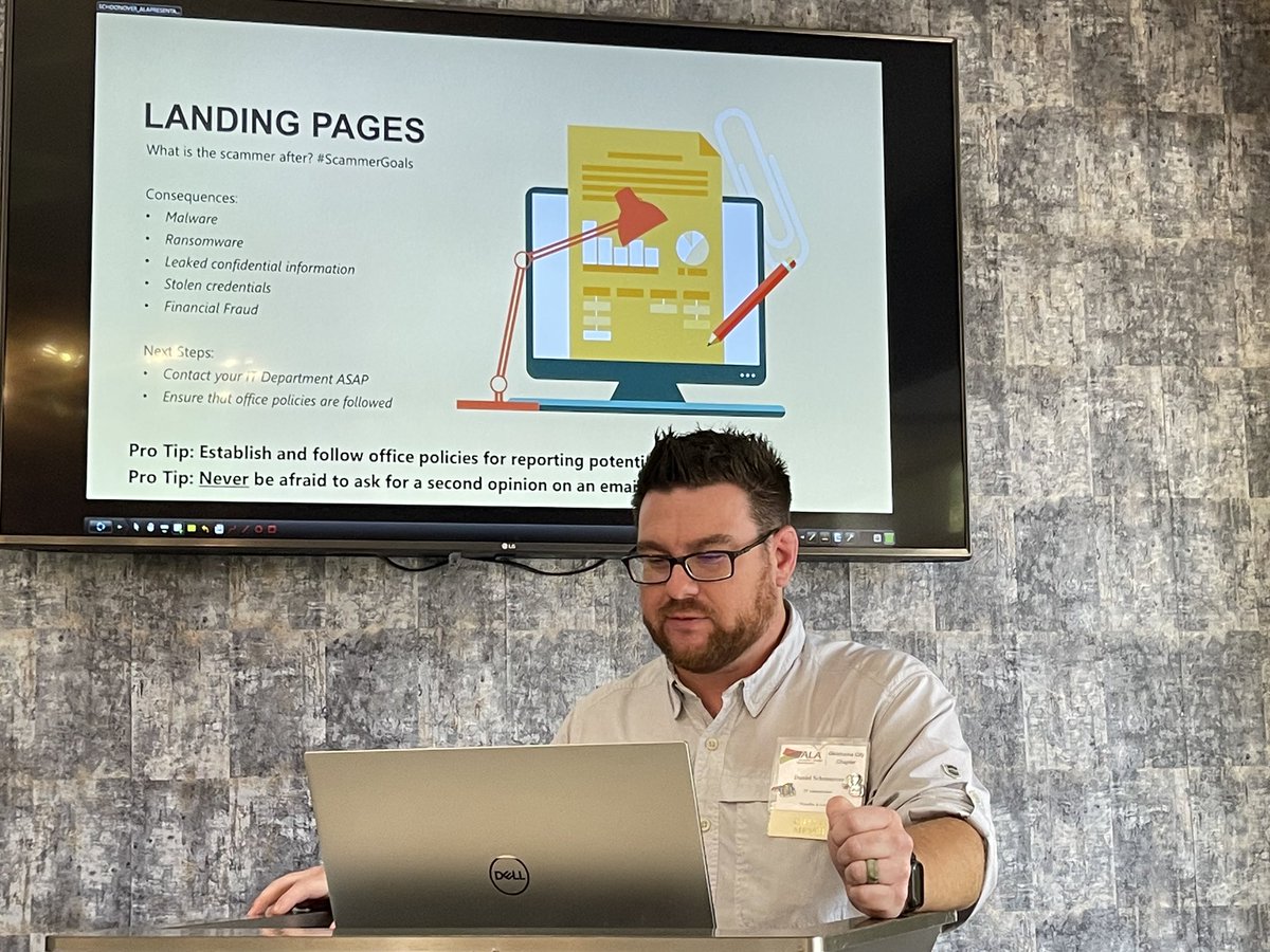 OKCityALA's tweet photo. Daniel Schoonover, IT Director at Mahaffey &amp; Gore, gave a great presentation on IT security and best practices at our September meeting. #ITservices #itmanagement https://t.co/9eINFMU8vt