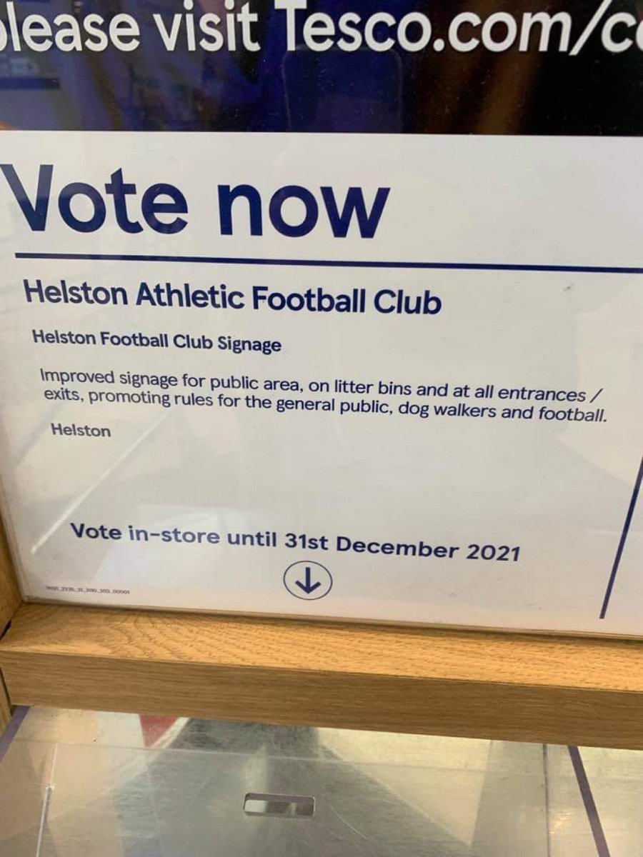 HelstonAFC's tweet photo. .Should anyone be shopping in Tesco Helston this month, and receive one of the little blue counters - ๐ต, please feel free to drop in our little container at the exit in support of improved signage and bins around the ground and public areaโฆ
#everylittlehelps https://t.co/ofCXjDiDFU