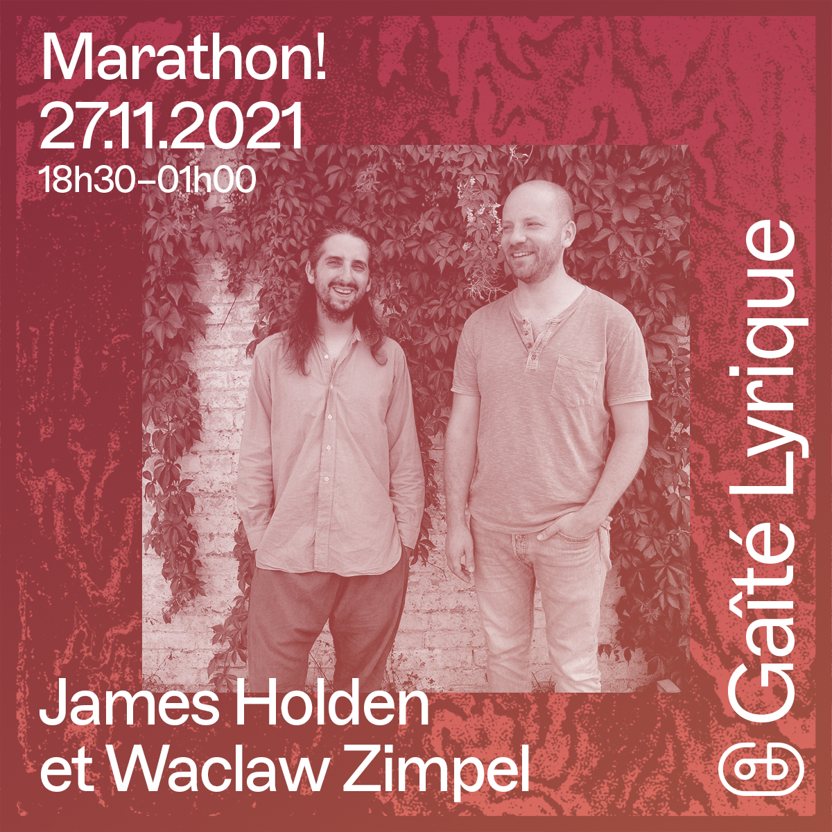 PARIS! Your chance to catch <a href="/mrjamesholden/">James Holden</a> &amp; <a href="/WaclawZimpel/">Wacław Zimpel</a> doing their live collaborative thing comes on 27th November, when they'll be stopping by La Gaite Lyrique as guests of the esteemed Marathon! Festival. 

Tickets here, now>> billetterie.gaite-lyrique.net/marathon-2021-…