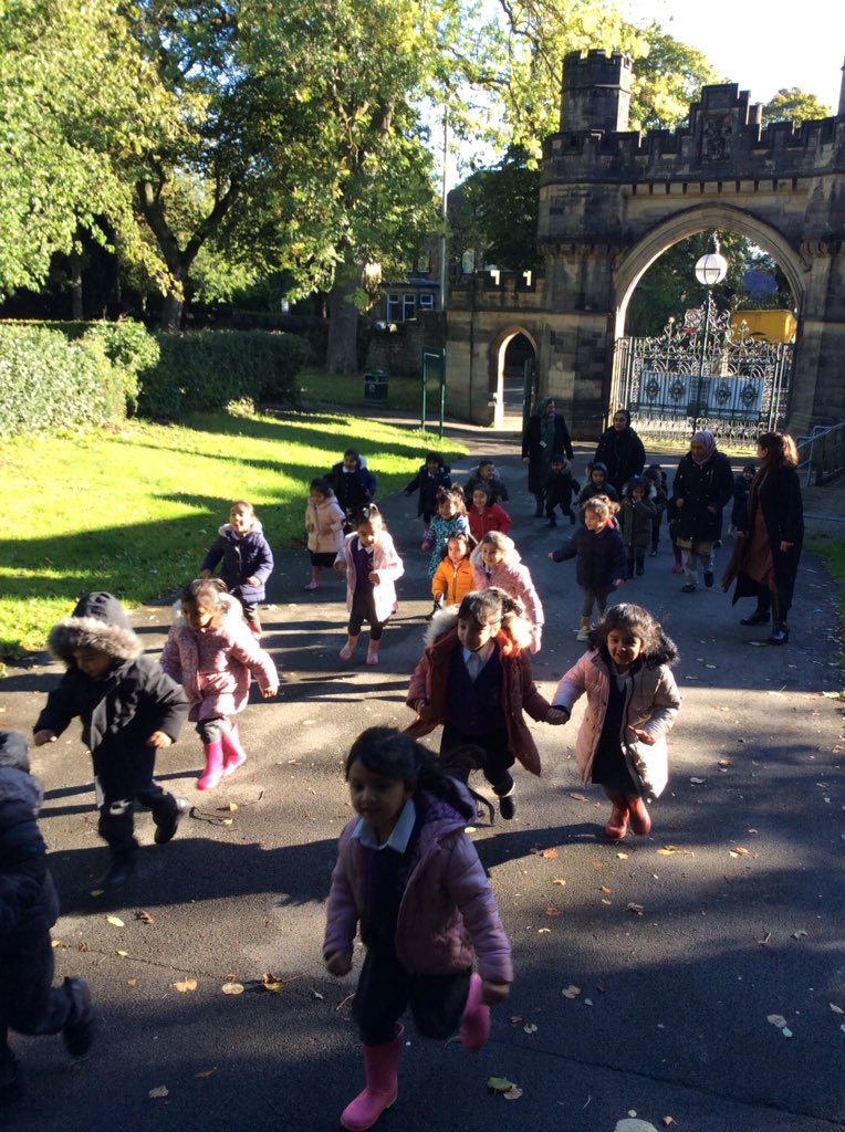 ECS_Keighley's tweet photo. Our story of the week in nursery is A piece of cake. So today, we went to Cliffe Castle and had a jog just like Mrs Large and climbed on the climbing frame in the playground.
#exerciseisgood #apieceofcake https://t.co/nTcsT5ZkyA