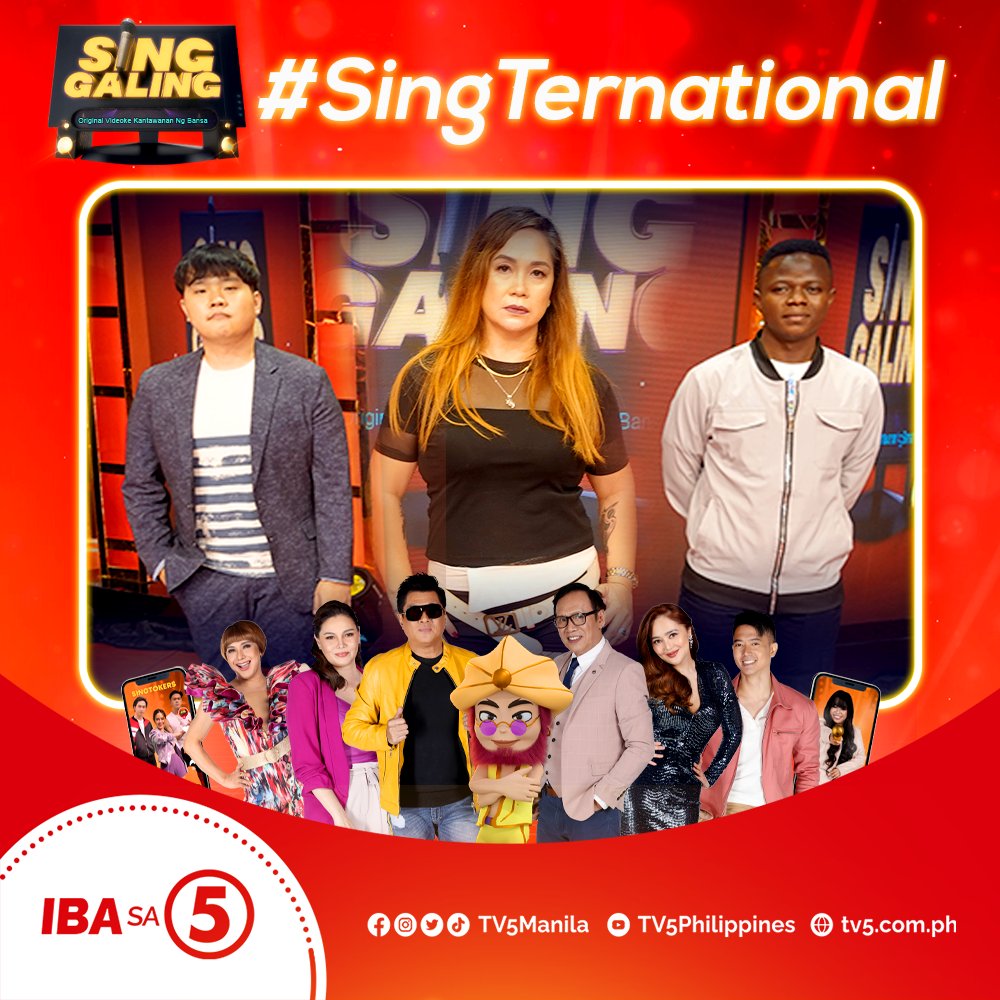 SingGalingTayo's tweet photo. Singtestants from all over the world ang makikipag-kantawanan satin ngayong Huwebes! π
Kilalanin natin sila mamayang 6:30PM sa Sing Galing sa @tv5manila! β¨
#SingTernational https://t.co/KFC9xBOPds