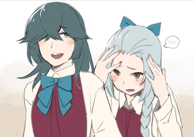 涼と浜で前髪交換。 