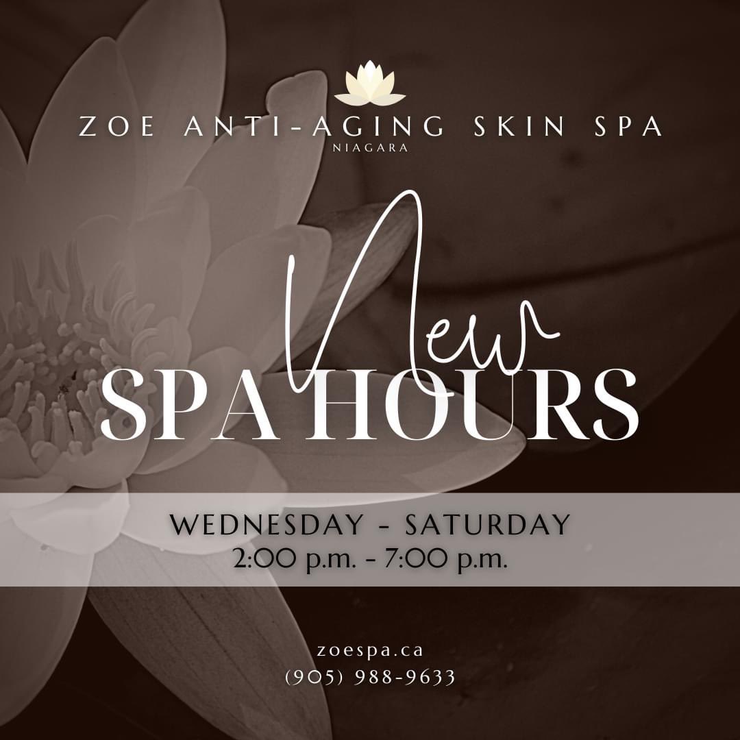 With the re-opening of our spa, we have new spa hours to accommodate you. Appointments are now available starting Oct 13th. To schedule your visit, please call 905-988-9633 today. We look forward to seeing you again soon! #skinqueen #zoeskinspa #skinspa #beauty #localbusiness