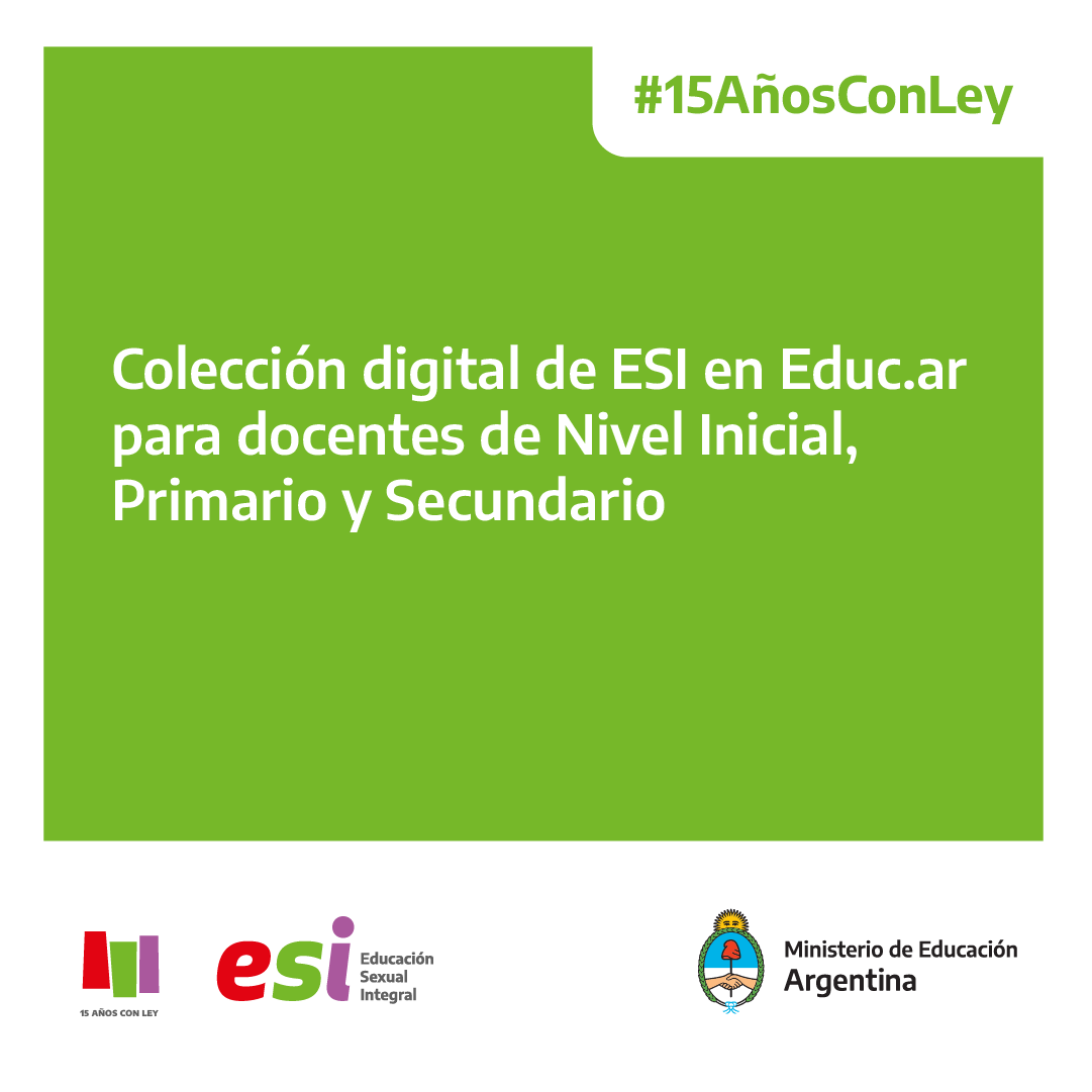 EducacionAR's tweet photo. En el marco del aniversario de la Ley N° 26.150 de Educación Sexual Integral, compartimos la colección de ESI en https://t.co/96dcK2DLxv para docentes de Nivel Inicial, Primario y Secundario. https://t.co/tZ8pdSaPmA
