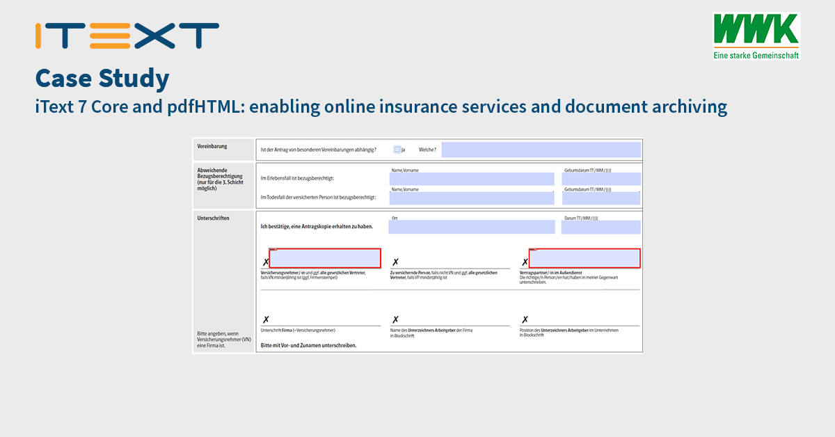 iText's tweet image. Want to know how iText 7 Core and #pdfHTML enabled @wwk_leben to not only develop more online and digital insurance services, but also transform their legacy document and archiving processes? Discover the case study now: itextpdf.co/HtEI