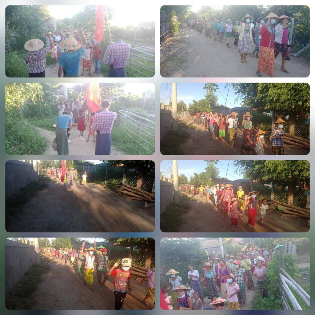 KyweKywe17's tweet photo. The vigorous protesters from a village of Yinmarpin township marched the peaceful anti-authoritarian with massive strength by showing their solidarity today. LEGALIZATION OF NUG #Oct6Coup #WhatsHappeningInMyanmar https://t.co/KEHvAh3EeP