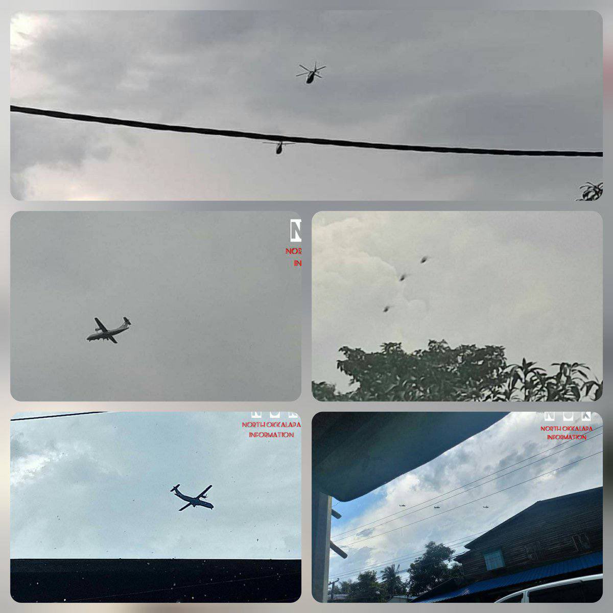 Military helicopters and airplanes flew in haste over North Okkalapa Township towards Mingaladon Air Force around 4 pm this evening.
#NoFlyZoneInMyanmar
#WhatsHappeningInMyanmar 
#Oct6Coup