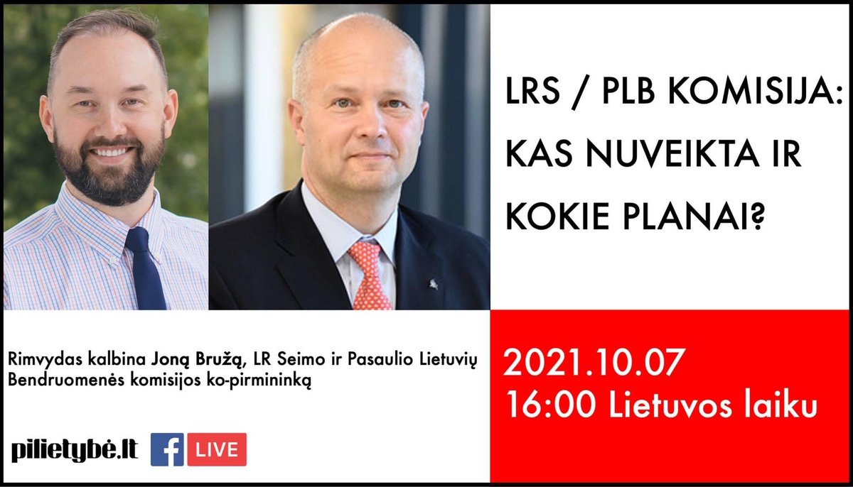 PilietybeLT's tweet image. pilietybė.LT #pokalbis su LRS ir PLB ko-pirmininku Jonu Bružu 

🖇📎 LRS ir PLB komisija siūlo teisinius ir techninius žingsnius Pilietybės referendumo įgyvendinimui ir sėkmei
🖇 KAS jau pasiekta?
📎 KAS dar siektina?

#JuoduAntBalto Tiesiogiai Pilietybės FB paskyroje