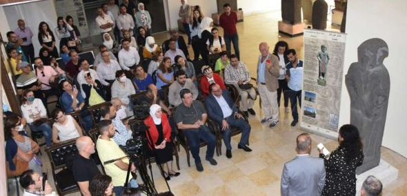 eye_syrian's tweet photo. The Aramean statue of Ain al-Tell dating back to the end of the 9th century BC has been presented at the National Museum of #Aleppo today. The statue had been havily damaged by terrorists.

#Syria https://t.co/qBChoEPip5