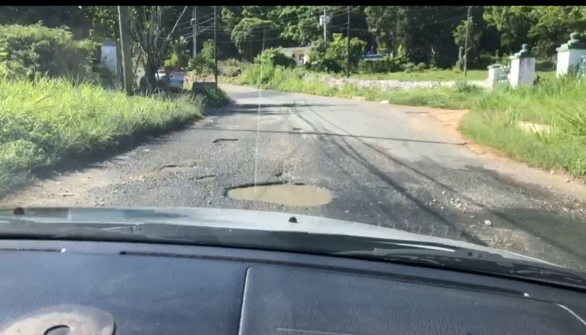 ZealGD's tweet photo. @KrystalLeeCares The roads from Brown's Town to Runaway Bay are in a deplorable state and are likely going to cause major damages to people's vehicles and possibly accidents. What will be done about it? 
@AndrewHolnessJM 
Attached are just a few of the many potholes that exist. https://t.co/omp1e25bme