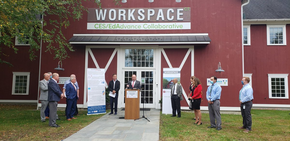 Gov. Ned Lamont at WorkSpaceCT in Bethel. The pioneering collaboration of EdAdvance, Cooperative Educational Services offers manufacturing training. CES and EdAdance  are Regional Educational Service Centers for Fairfield and Litchfield counties.