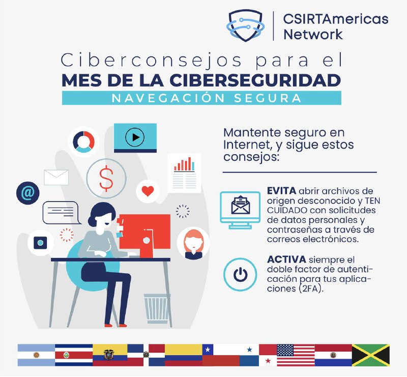 micittcr's tweet photo. Arranca la primera campaña educativa regional de #CSIRTAmericas. En Octubre, los CSIRTs brindarán #ciberconsejos para:
👫Usuarios
👪Padres, madres, maestros y tutores
🏢PYMES
🧓👴Adultos mayores
¡Acompáñanos y comparte! #séciberseguro #CSIRTCR #MICITT @OEA_Cyber https://t.co/5zd0XAAScV