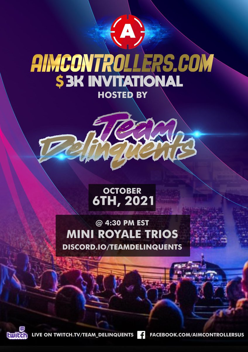 💥💥💥Excited to have a team playing in the <a href="/AimControllerss/">AimControllers</a> 3k Invitational this evening at 4:30!
Let's all wish our guys best of luck! 
<a href="/Jordan__AD/">Jordan</a> @ItsHoppa @Hondies1 
You can catch them all live for the tournament on their twitch channels!