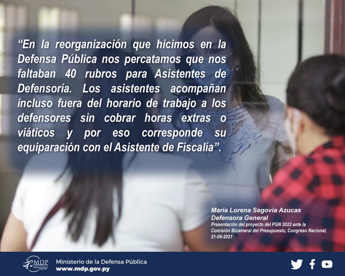 Corresponde, además, equiparación salarial para asistentes de defensoría teniendo en cuenta el acompañamiento incluso fuera del horario de trabajo a los defensores y defensoras sin cobrar horas extras o viáticos.
