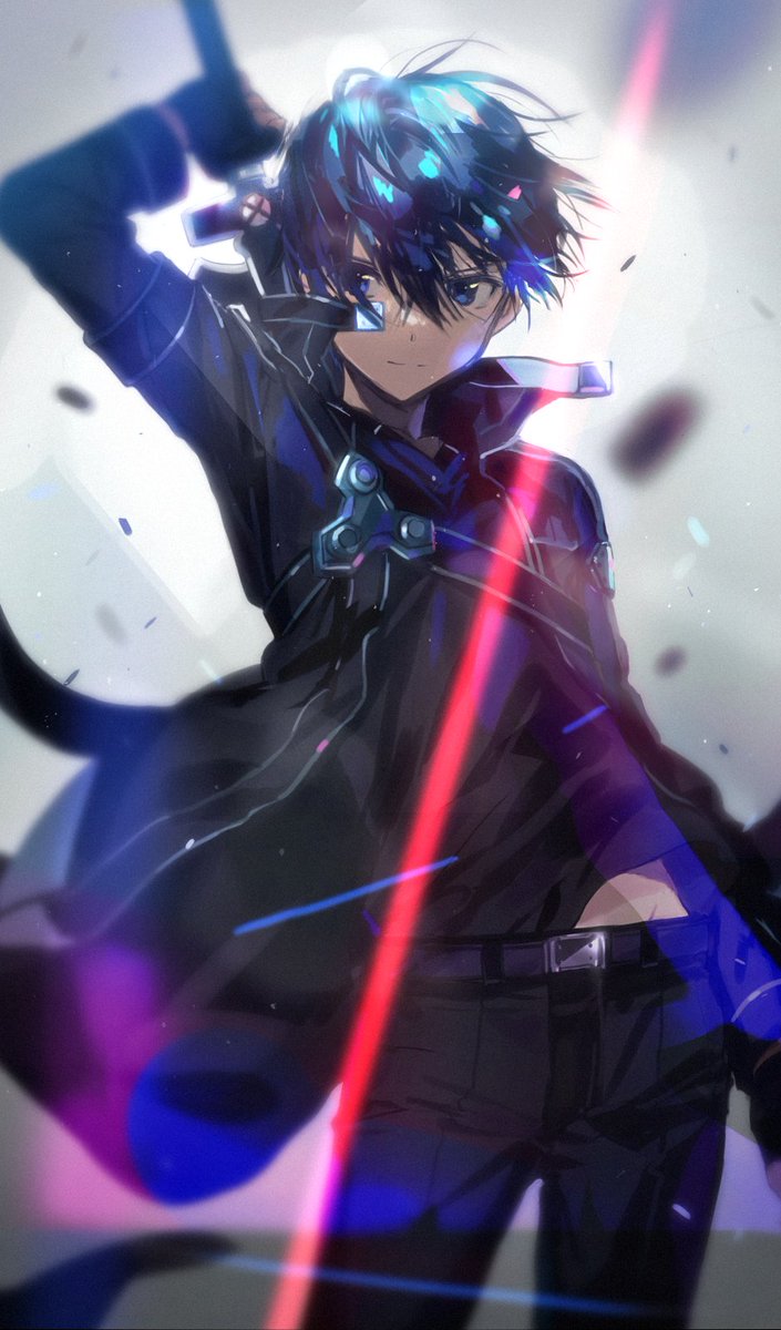 kirito 1boy male focus weapon sword solo holding holding weapon  illustration images