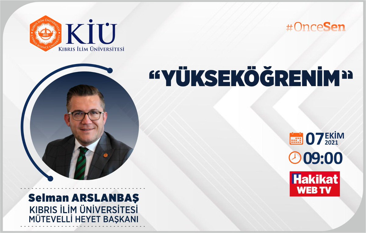 caucampus's tweet photo. Mütevelli Heyet Başkanımız Sn. Selman Arslanbaş 07.10.2021 Perşembe günü saat 09:00’da Hakikat Web TVnin konuğu olacaklardır.
#OnceSen 🧡 https://t.co/8H89IMNbVj