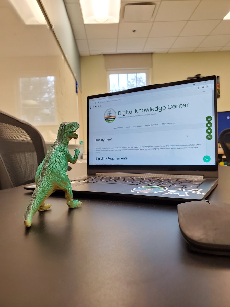 umwdkc's tweet photo. While looking for a job with flexible hours on campus, Debby the Dino found the DKC's hiring portal!💻🦖

https://t.co/HgrBa43KcG https://t.co/t2a7ymS8rh