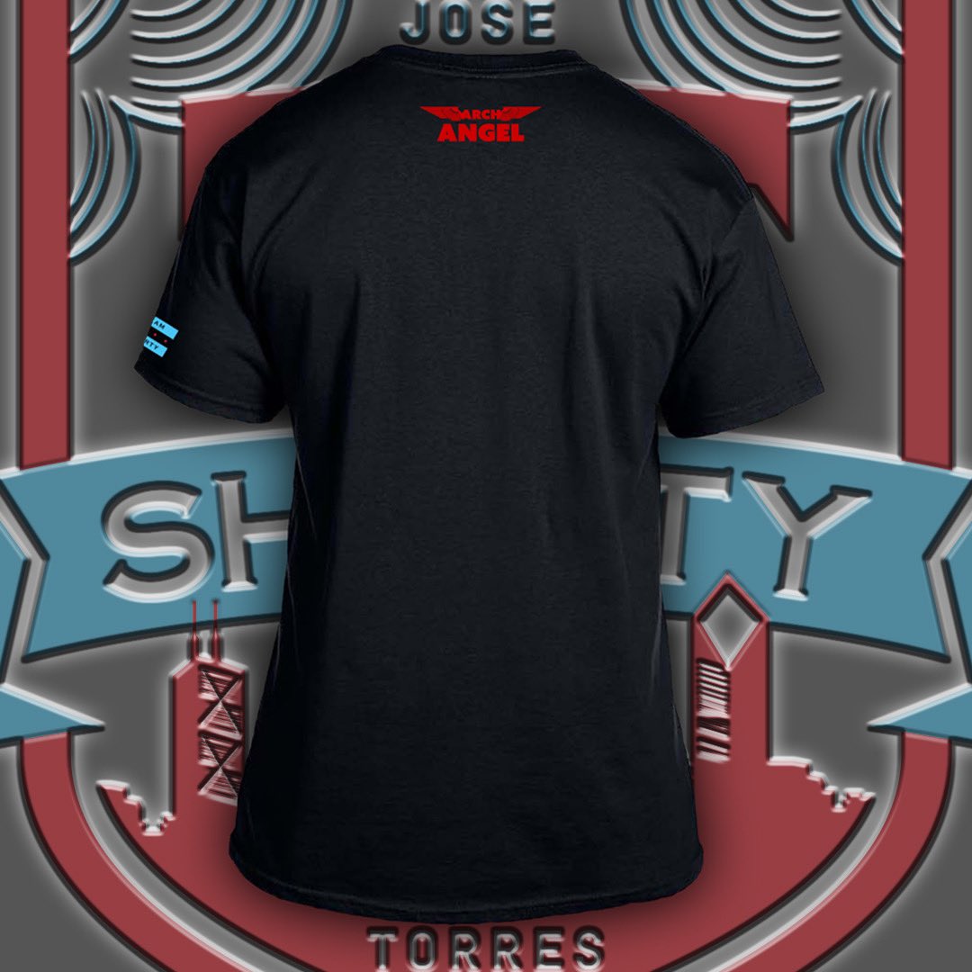 ShortyTorresMMA's tweet photo. New Black Chicago Themed Team Shorty t-shirts are available for pre order at https://t.co/BfCGvGNJgE (US sales only) 100% proceeds go to the @teamshortyfound to help kids, teens, and young adults stay inside the gym and off the streets. #BlackChicago #ArchAngel #TeamShorty https://t.co/UEMqiek6u0