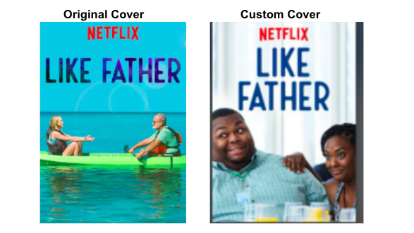 13/ As with any ML algorithm, results can be curious. In 2018, Netflix was accused of creating artwork based on race.For a majority caucasian film "Like Father", one Black user was served the right image. Netflix said it makes artwork only on viewing history (not demographics).