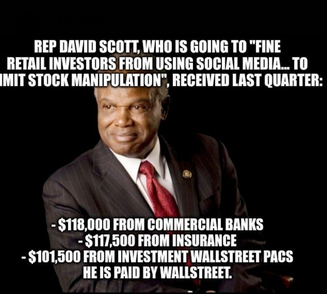 OrbitofA's tweet photo. This guy wants to pass legislation to make what apes are doing illegal. But he is no Saint.
#DavidScottHatesRetail
#WhoBoughtDavidScott
#KenGriffinLied
#CitadelScandal 
https://t.co/AzlVA7fPKB https://t.co/VJfgULyT15