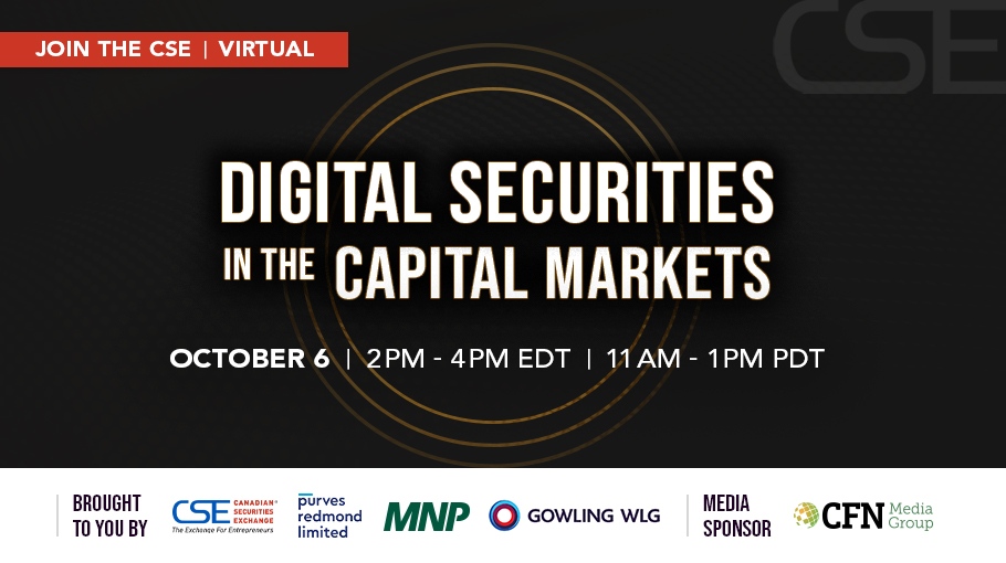 Digital Securities in the #CapitalMarkets is today! Don’t miss exciting panels from speakers, <a href="/ArgoBlockchain/">Argo</a> CEO <a href="/PeterGWall/">Peter Wall</a>, <a href="/CypherpunkHODL/">Diana Zorr</a> Chief Economist <a href="/jonmatonis/">Jon Matonis</a>, @CURRENCYWRKS Founder <a href="/CameronChell/">Cameron Chell</a>, and more! Secure your spot now: go.thecse.com/Digital-Securi…