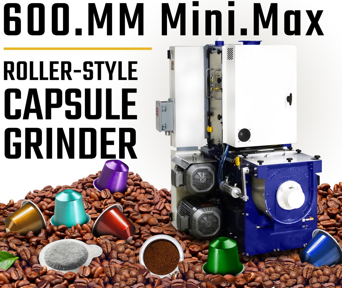 mpechicago's tweet image. The MPE Mini.Max is the world’s first “in place” roller grinder for capsule &amp;amp; pod manufacturing, designed for use with single serve coffee packaging machines. 

Join MPE at Host Milan in Italy, Oct. 22-26, 2021 in Booth F04-G03.

#coffeepod #singleserve #coffeecapsule #coffee