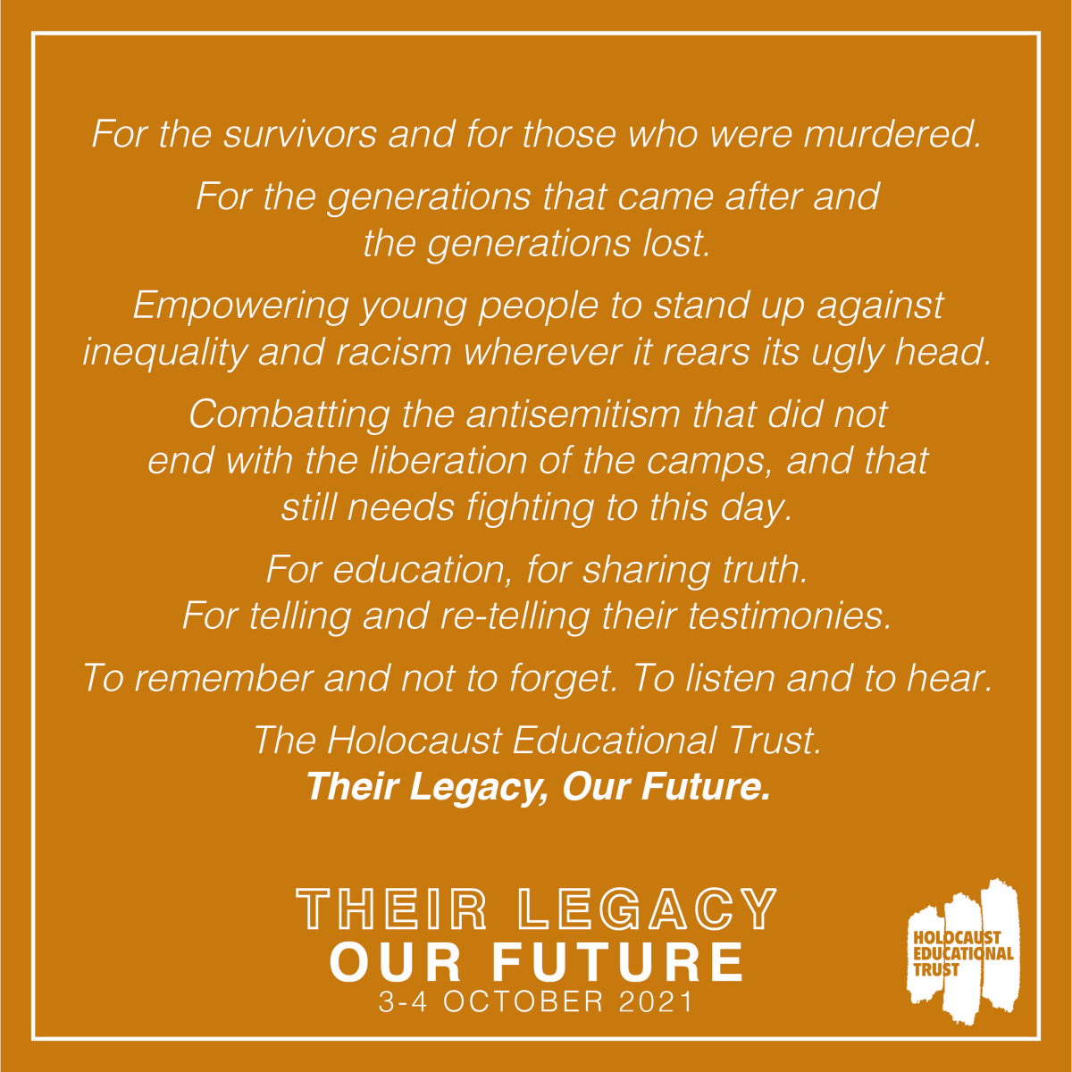 creativeandcomm's tweet photo. 🎉Congratulations to our friends @HolocaustUK on raising over £1,000,000 for their first ever #crowdfunding campaign #TheirLegacyOurFuture. We are honoured to have worked with them to bring this important campaign to life.
#livecreativeandcommercial #holocausteducation https://t.co/VH15aLaRTk