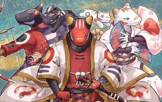 #一次創作民の創作人外が見てみたい 
『#つくものたち 』シリーズで民芸品をモチーフにつくも神さんを描いています 