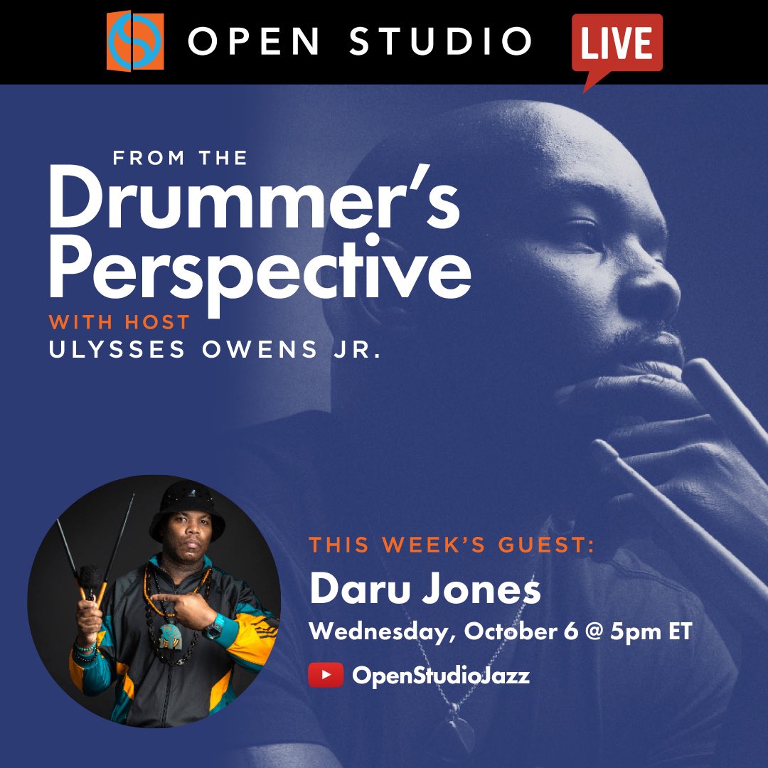 Can’t wait to interview <a href="/darujones/">DARU JONES l RUSIC</a> TODAY! Live on @HeyOpenStudio <a href="/YouTube/">YouTube</a> today at 5pm EST
#AroundtheWorldwithU #thedrummersperspective